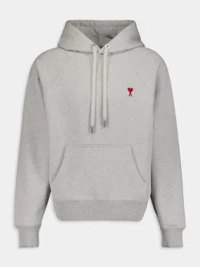 Embroidered Grey Cotton Hoodie