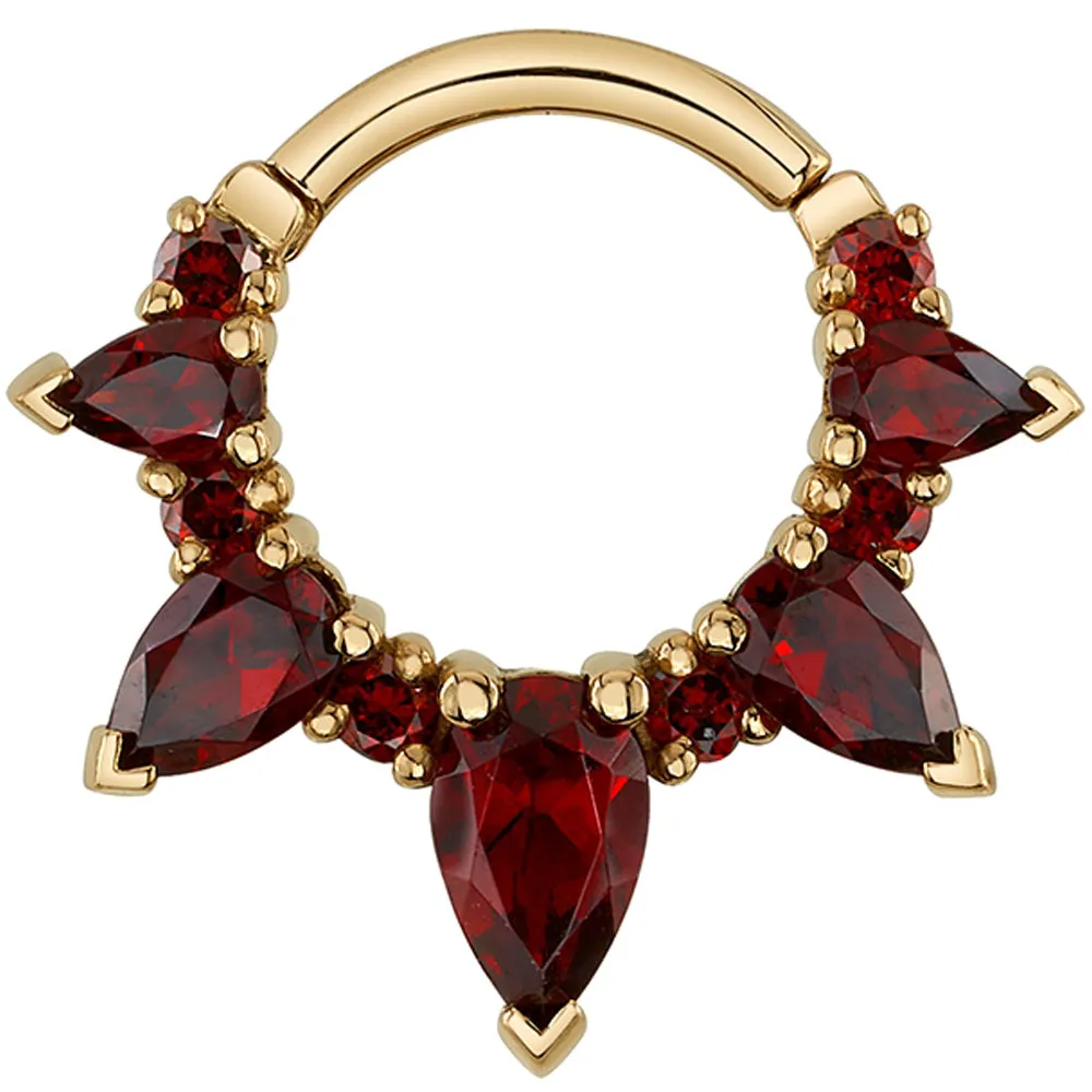 Empress Rising Hinge Ring in Gold with Red Diamond & Garnet