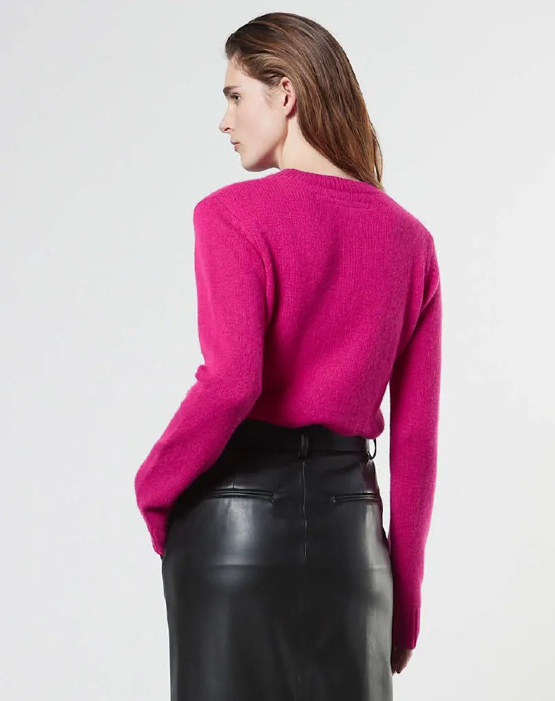 Enza Costa Cashmere Crew Sweater in Fuchsia 