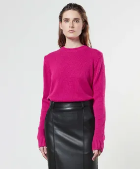 Enza Costa Cashmere Crew Sweater in Fuchsia 