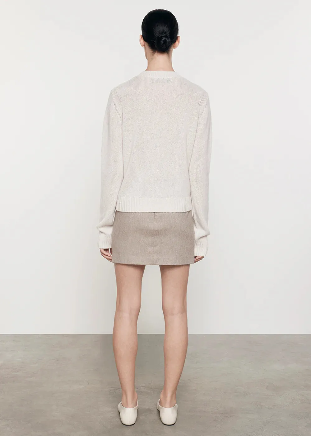 Enza Costa Cashmere Easy Crew Neck Sweater in Chalk 