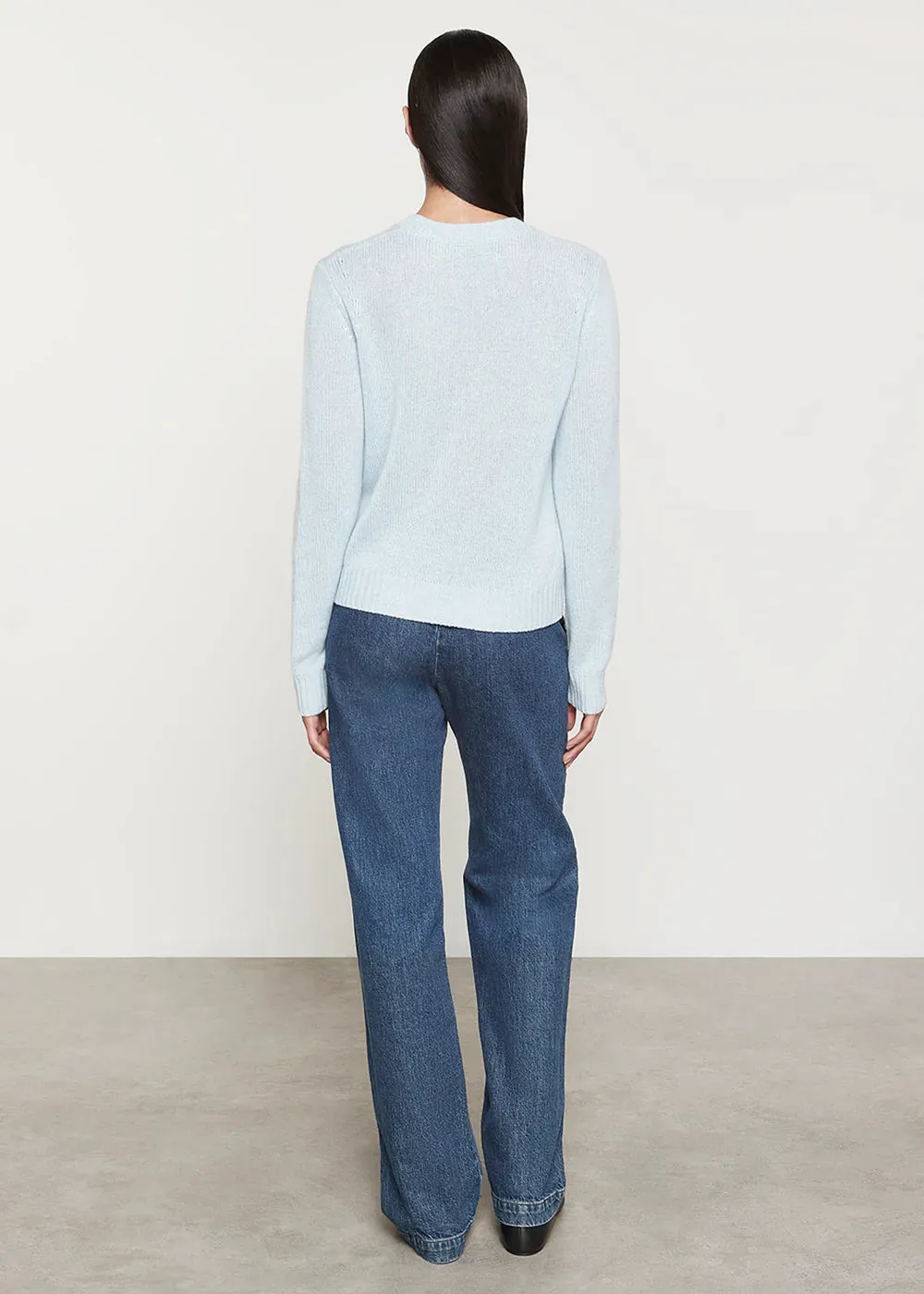 Enza Costa Cashmere Easy Crew Neck Sweater in Sky Blue 