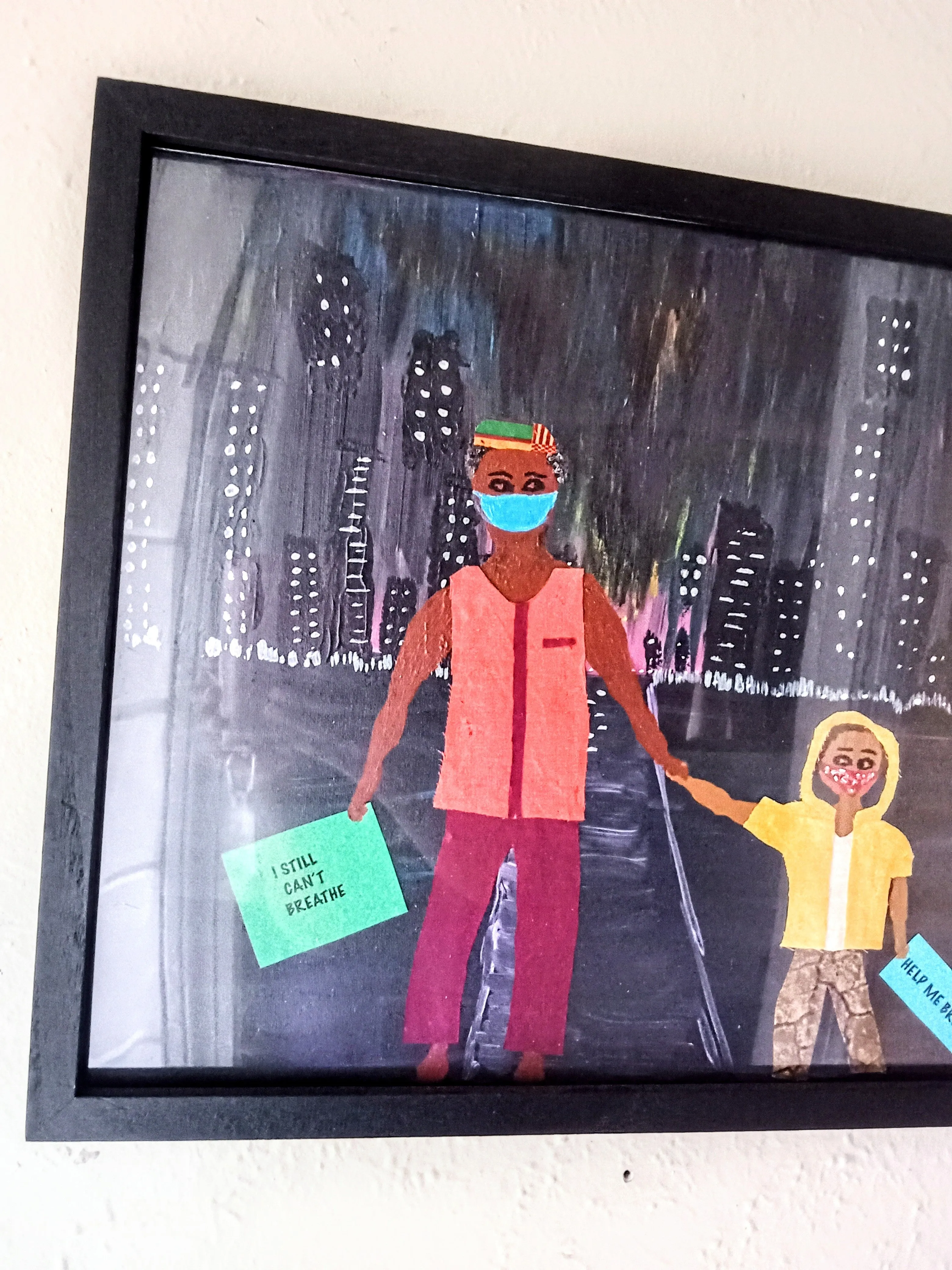 Father and Son Walking for Justice Black Artist Artwork Original Black Owned