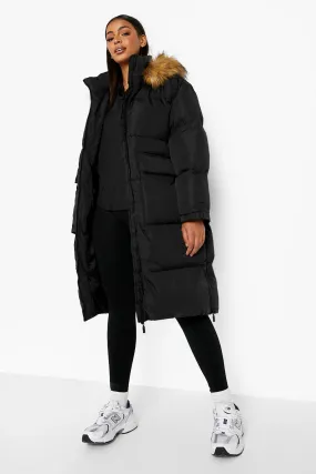 Faux Fur Trim Longline Puffer