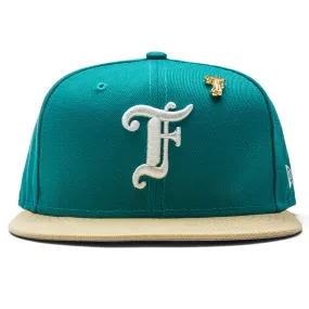 Feature x New Era Old English F Snapback - Northwest Green/Vegas Gold