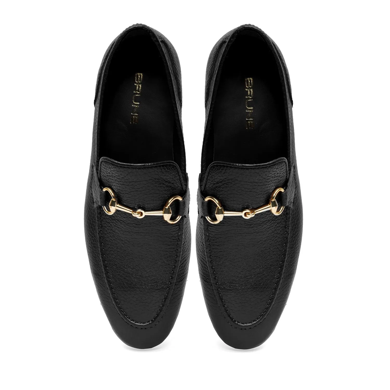 Flexible Back Comfortable Loafers in Black Textured Leather