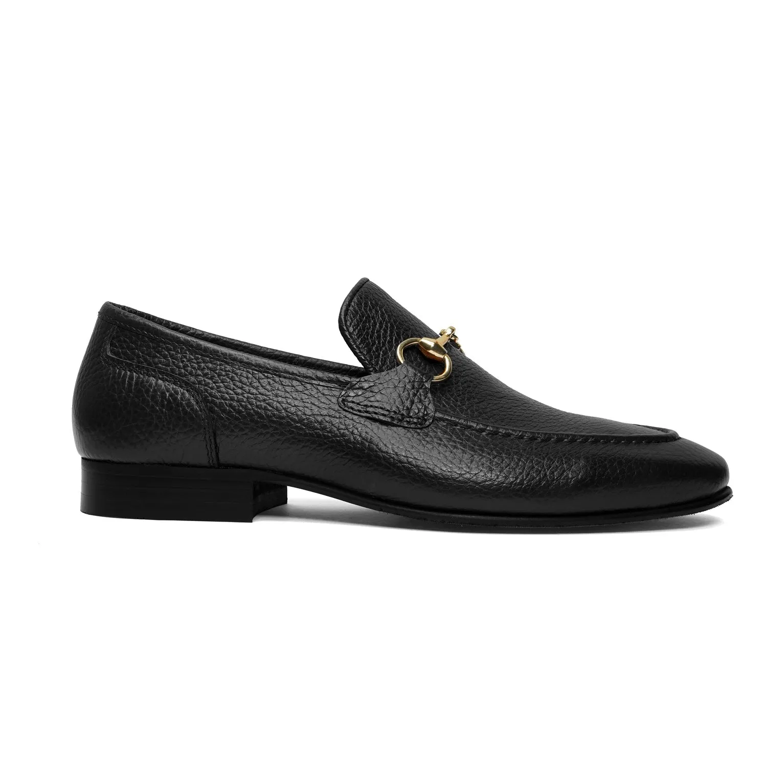 Flexible Back Comfortable Loafers in Black Textured Leather