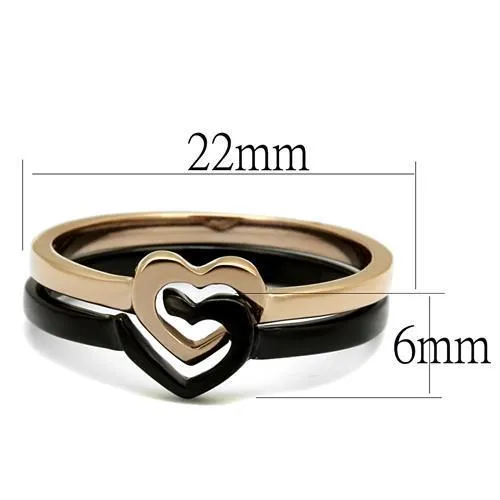 Gold and Black Intertwined Hearts Stainless Steel Ring