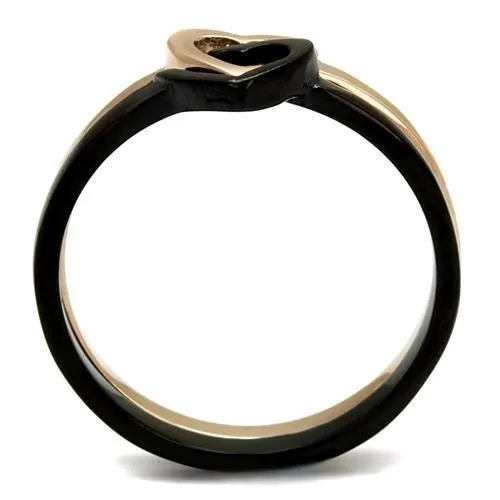 Gold and Black Intertwined Hearts Stainless Steel Ring