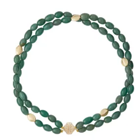 Gold Rush Green Aventurine Double Strand Necklace