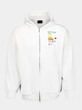 Graphic White Zip-Up Hoodie