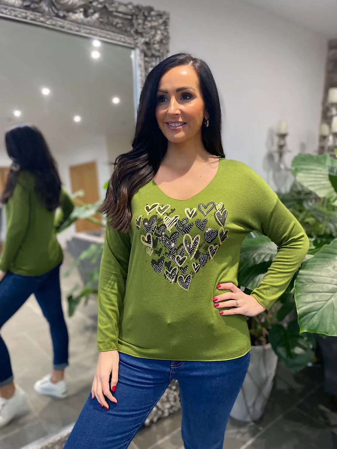 Green Multi Heart Pattern Top Natasha