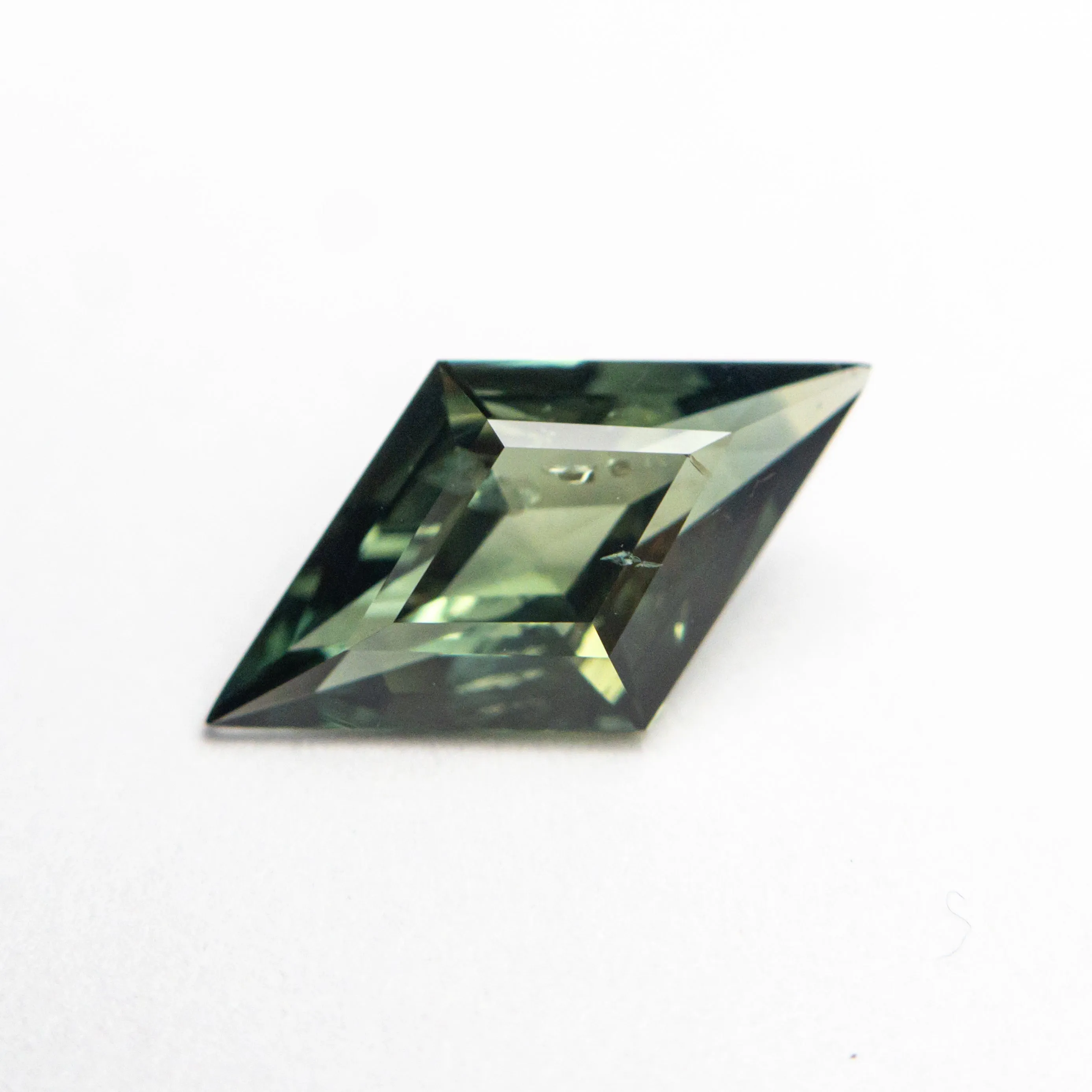 Green Step Cut Sapphire - 0.97ct Lozenge