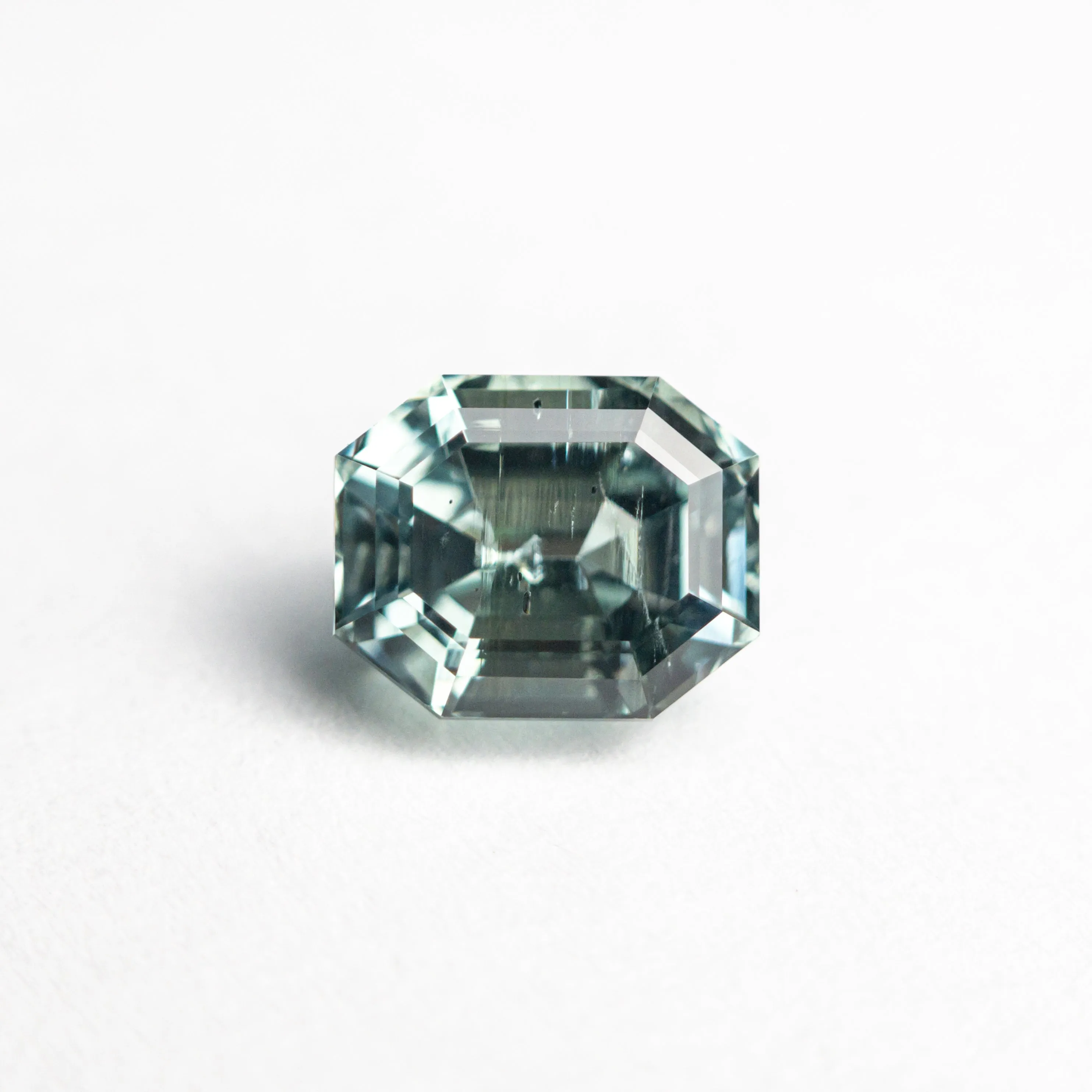 Green Step Cut Sapphire - 1.41ct Cut Corner Rectangle