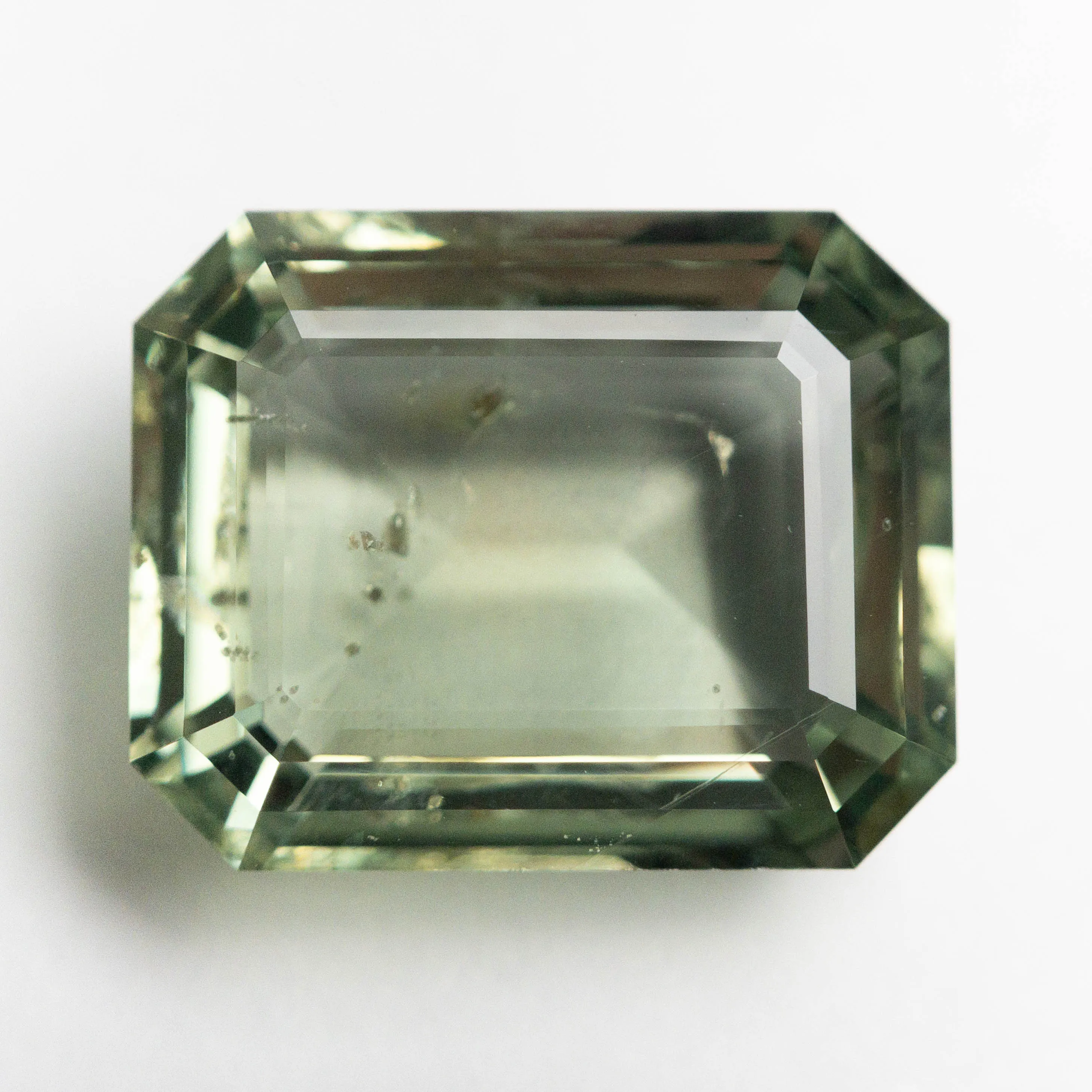 Green Step Cut Sapphire - 9.42ct Cut Corner Rectangle