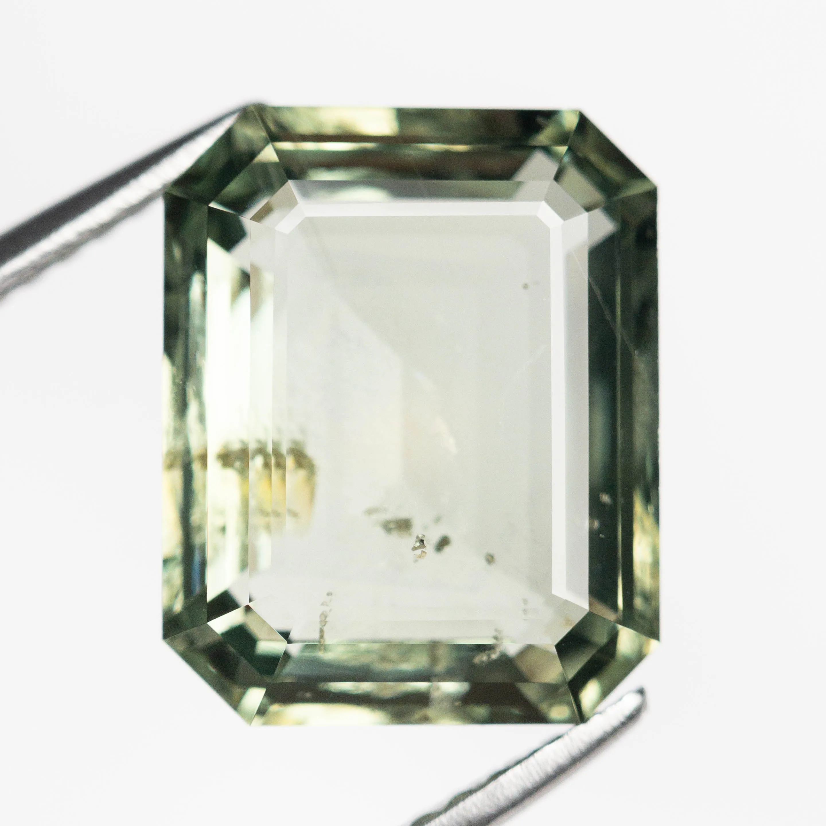 Green Step Cut Sapphire - 9.42ct Cut Corner Rectangle