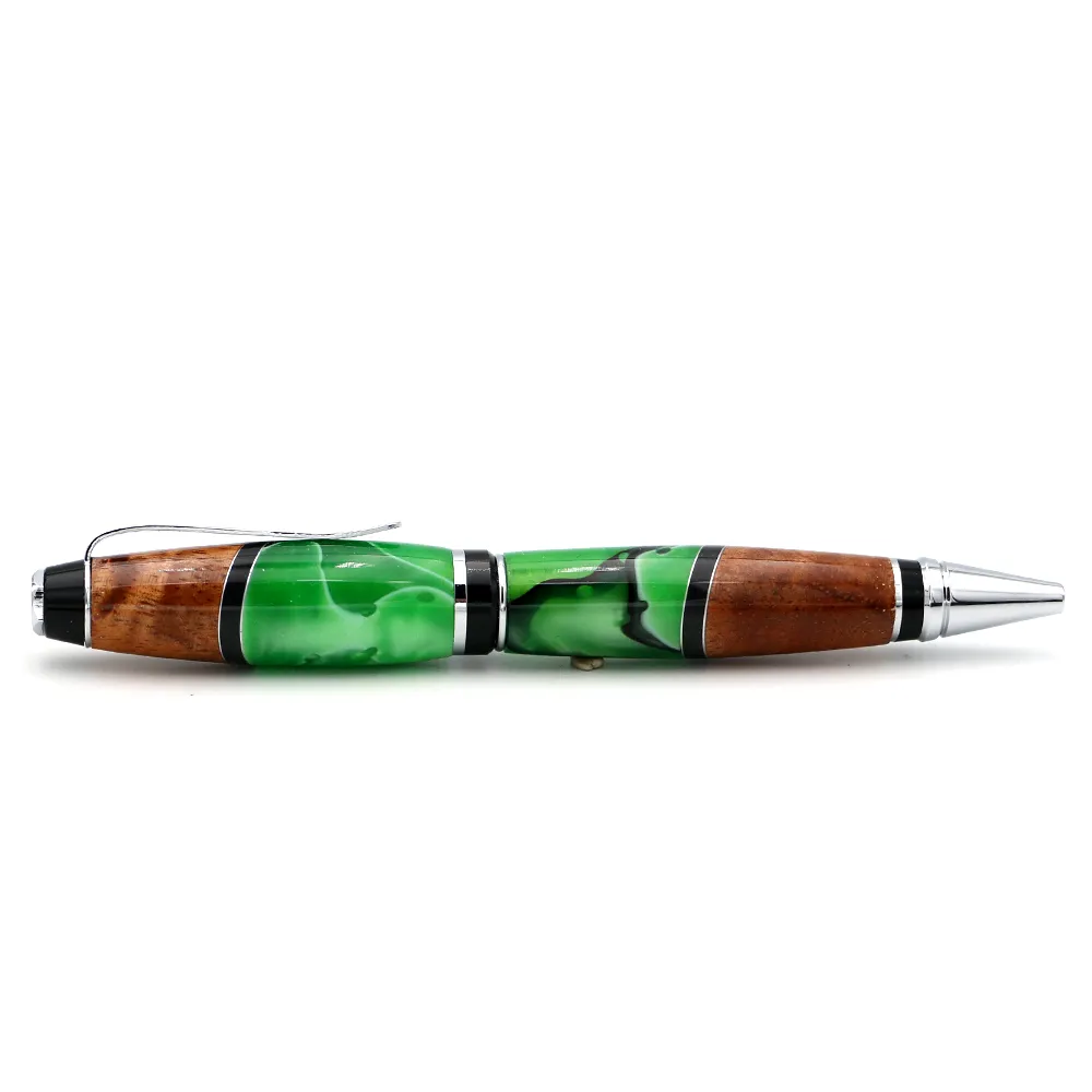 Hawaiian Koa and Green Resin Cigar Pen