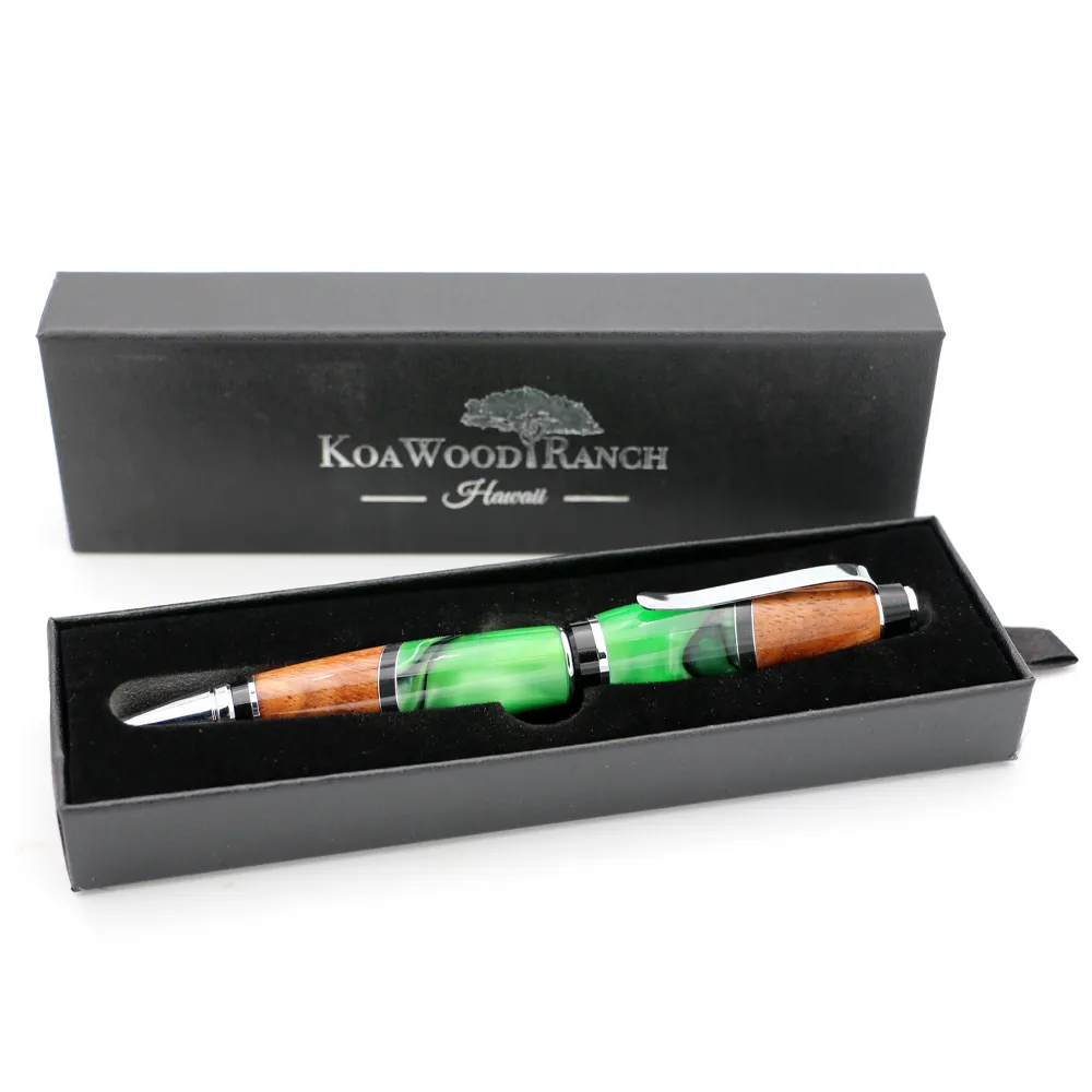 Hawaiian Koa and Green Resin Cigar Pen