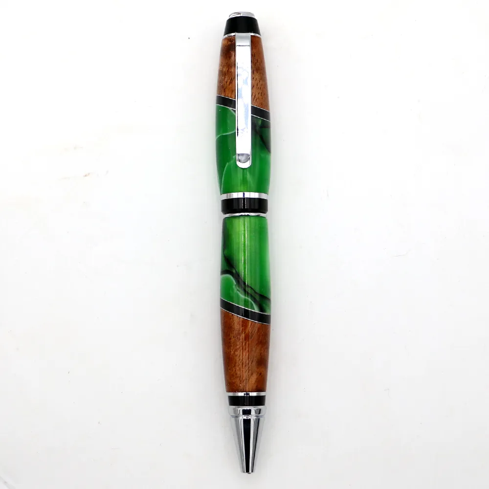 Hawaiian Koa and Green Resin Cigar Pen