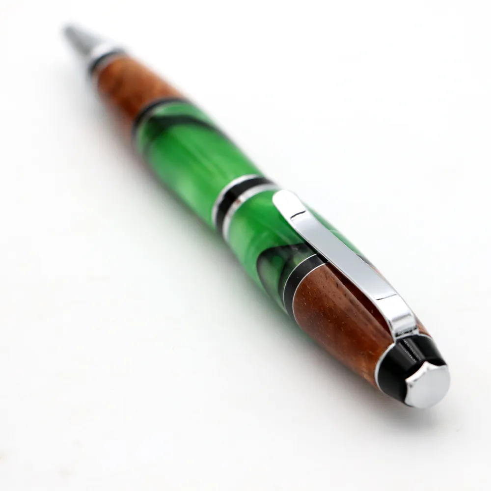 Hawaiian Koa and Green Resin Cigar Pen