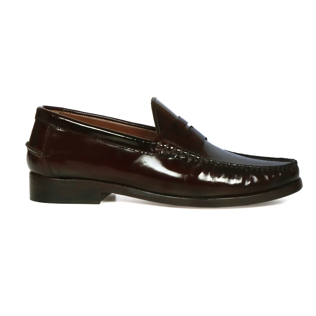 High Gloss Stitched Loafers with Squared Shape Patent Leather