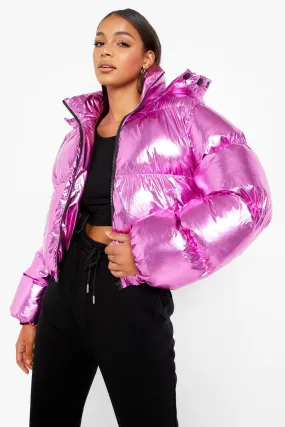 High Shine Metallic Puffer Jacket