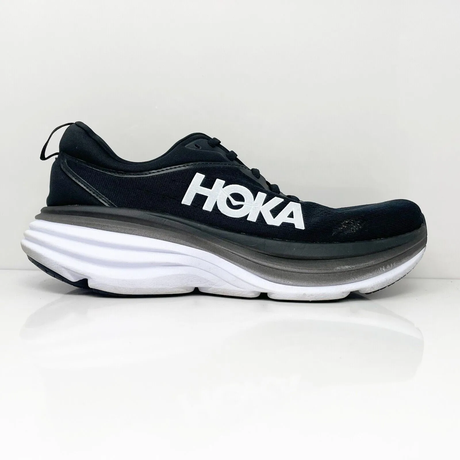 Hoka One One Mens Bondi 8 1123202 BWHT Black Running Shoes Sneakers Size 11 D