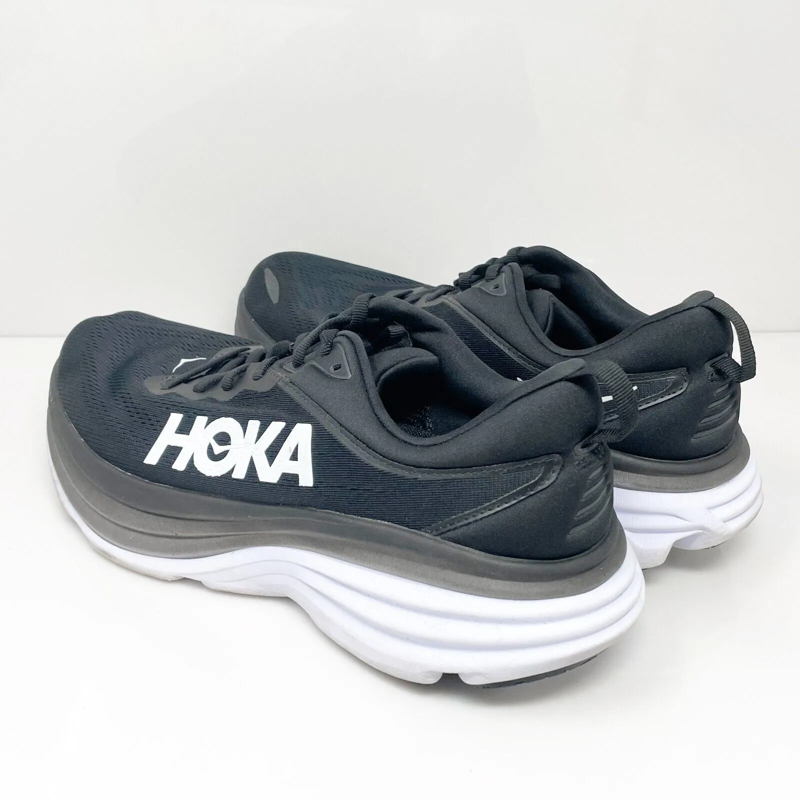 Hoka One One Mens Bondi 8 1123202 BWHT Black Running Shoes Sneakers Size 11 D