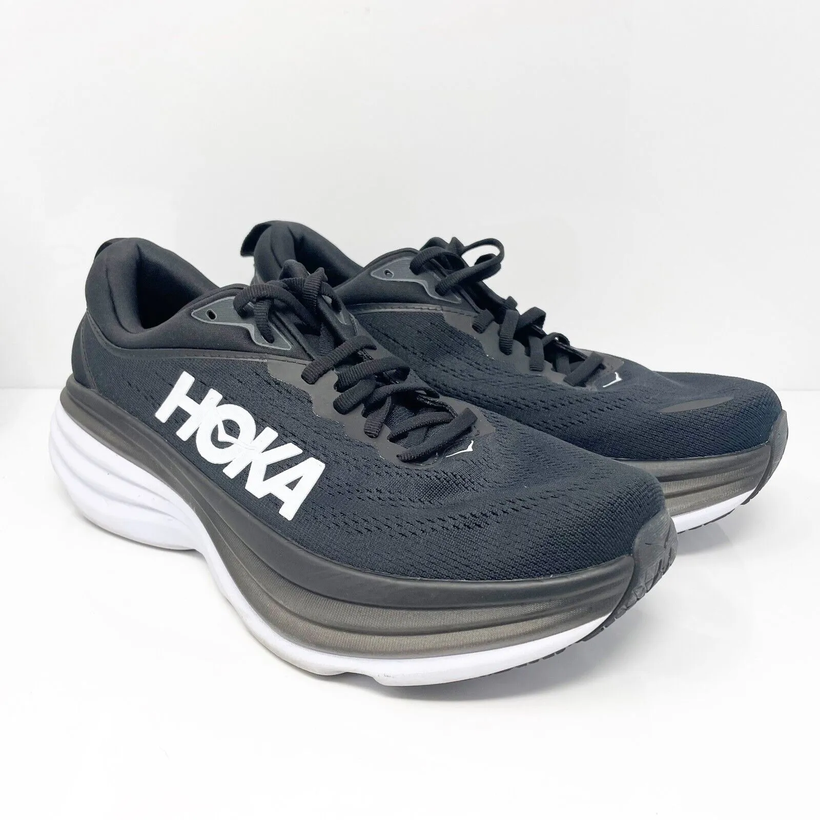 Hoka One One Mens Bondi 8 1123202 BWHT Black Running Shoes Sneakers Size 9 D