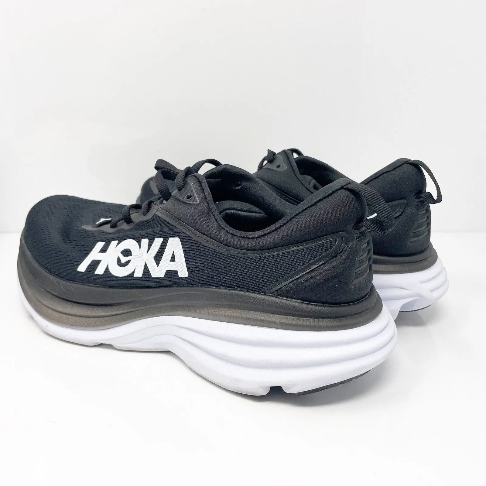 Hoka One One Mens Bondi 8 1123202 BWHT Black Running Shoes Sneakers Size 9 D