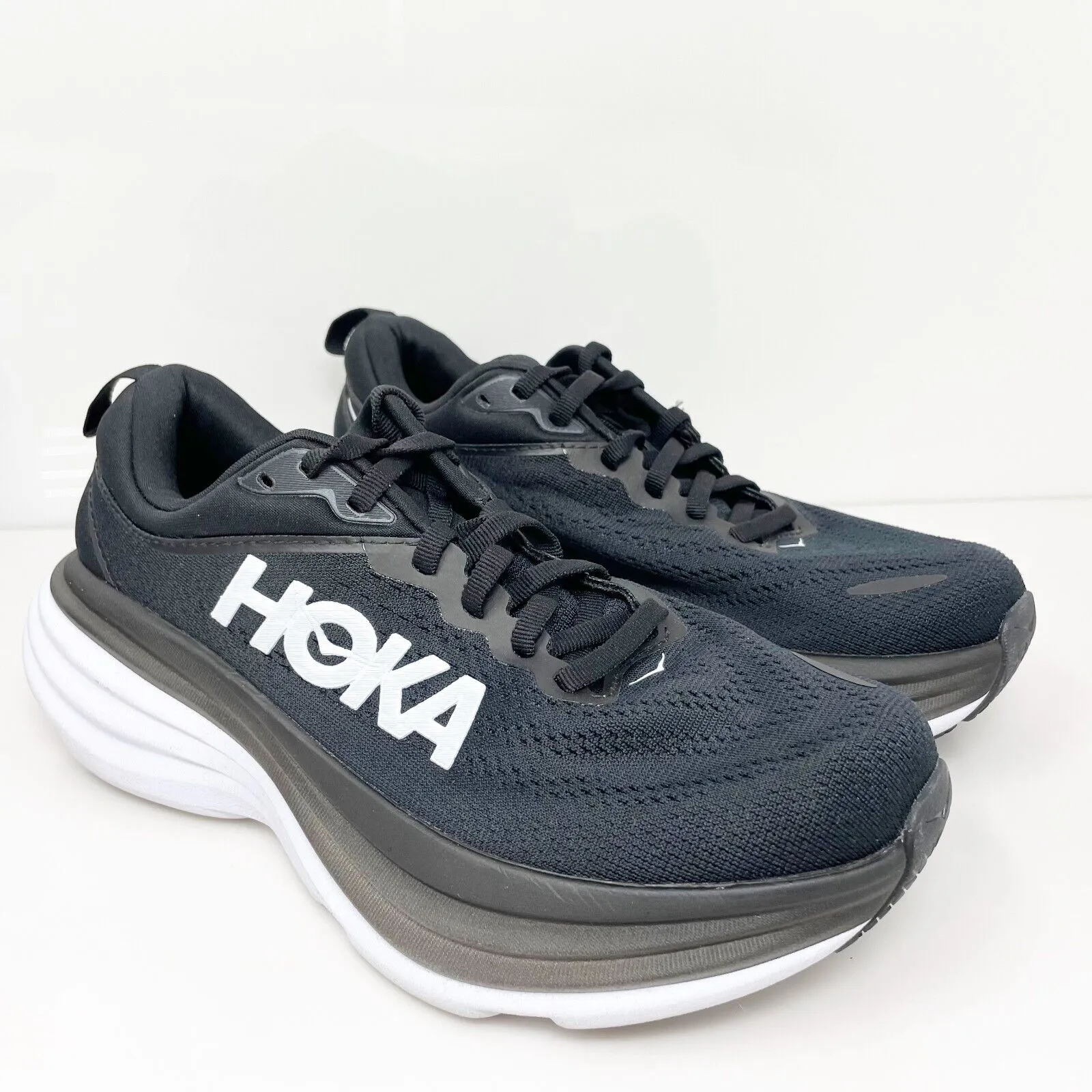 Hoka One One Womens Bondi 8 1127952 BWHT Black Running Shoes Sneakers Size 6.5 B