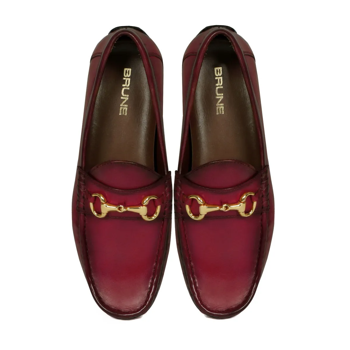 Horse-bit Driving Loafers Shoe in Pink Leather