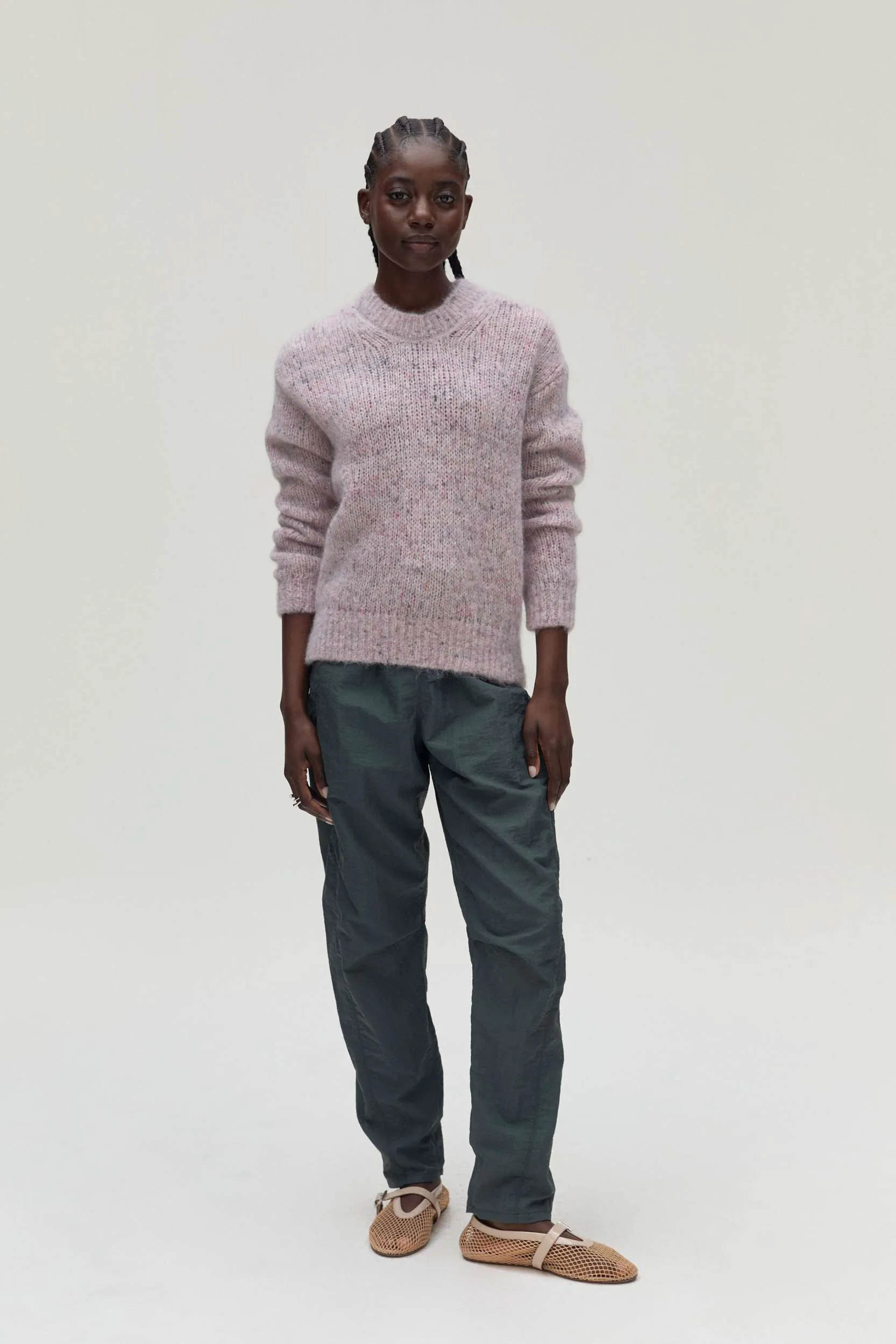 Humanoid SOUSAN Mohair/Alpaca Crew Neck Sweater in Powder 