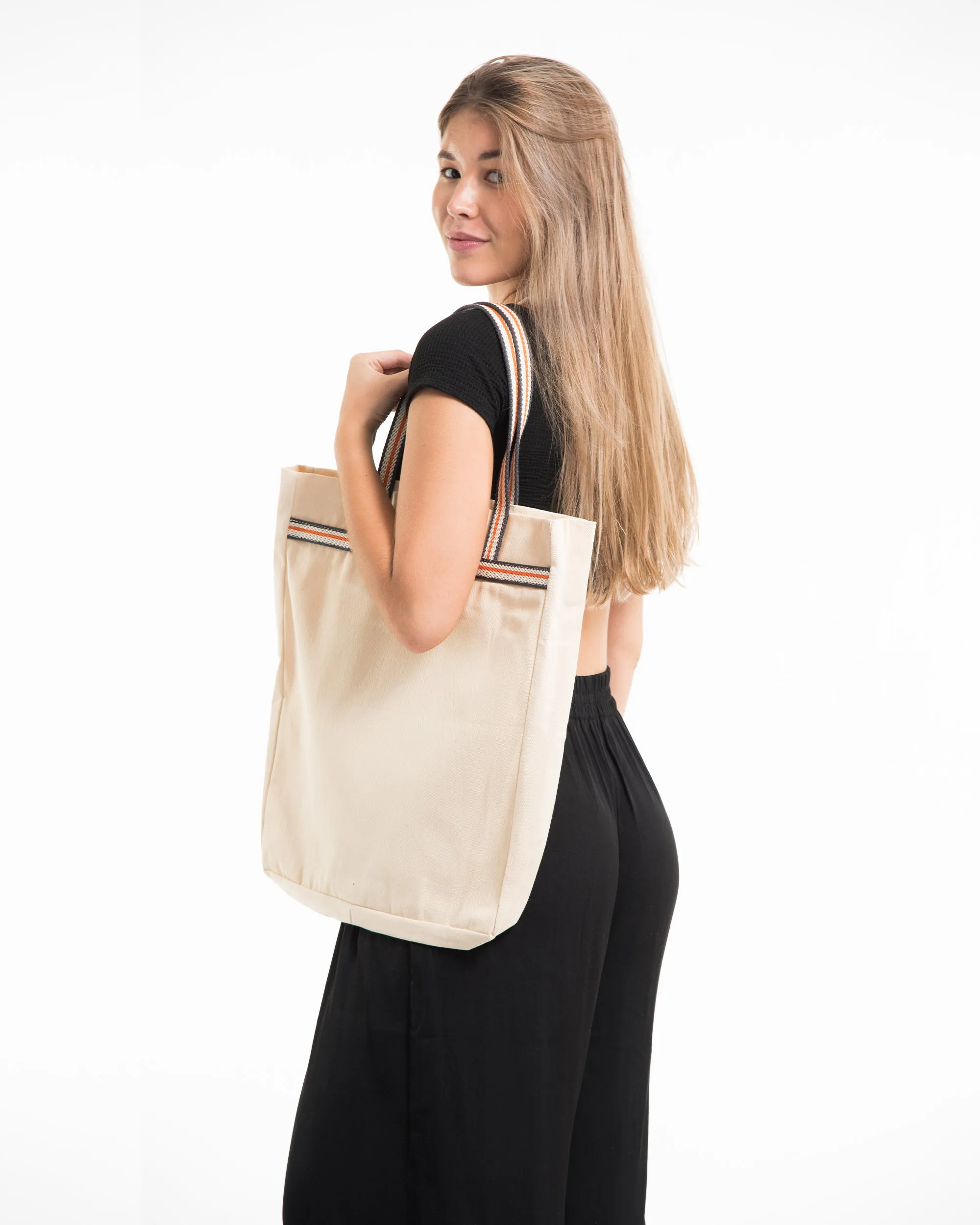 Infinitee Om Canvas Everyday Tote Bag in Natural