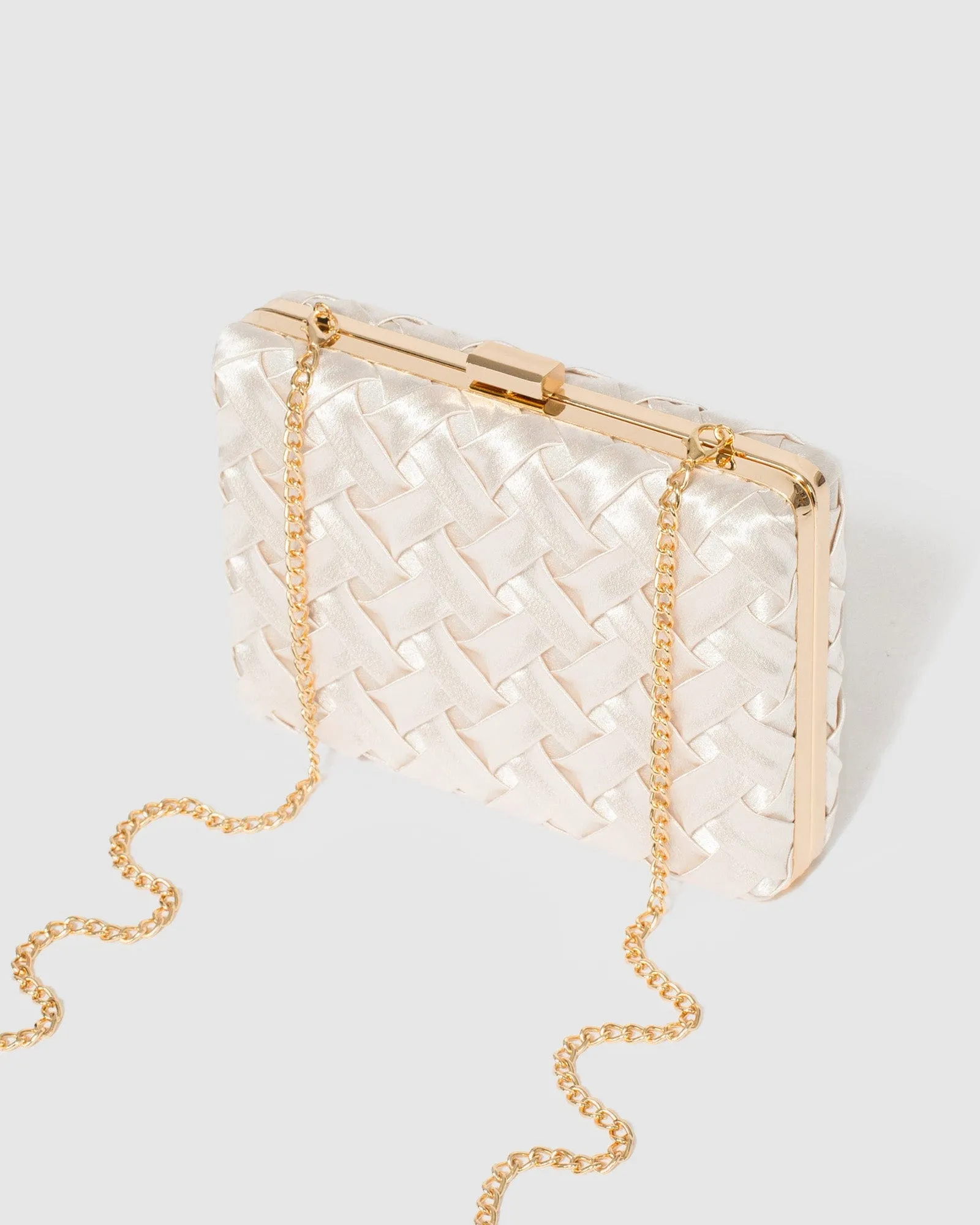 Ivory Satin Clutch Bag