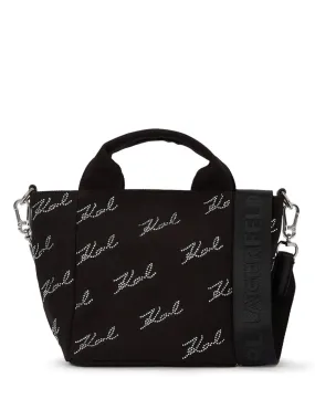 Karl Lagerfeld small K/Signature rhinestone tote bag - Black