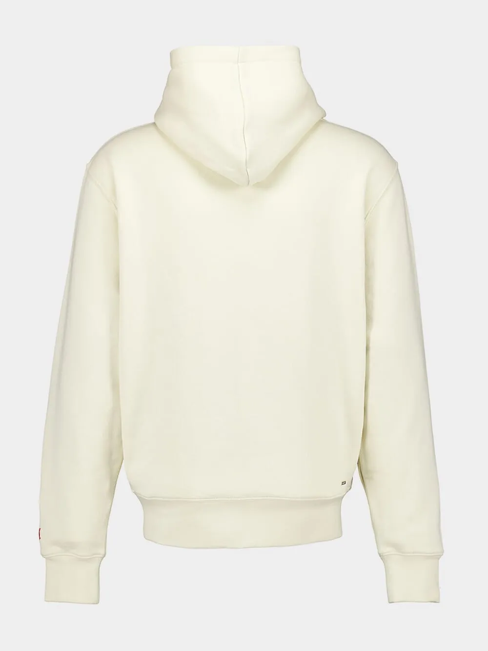 Light Beige Cotton Hoodie with Red Logo