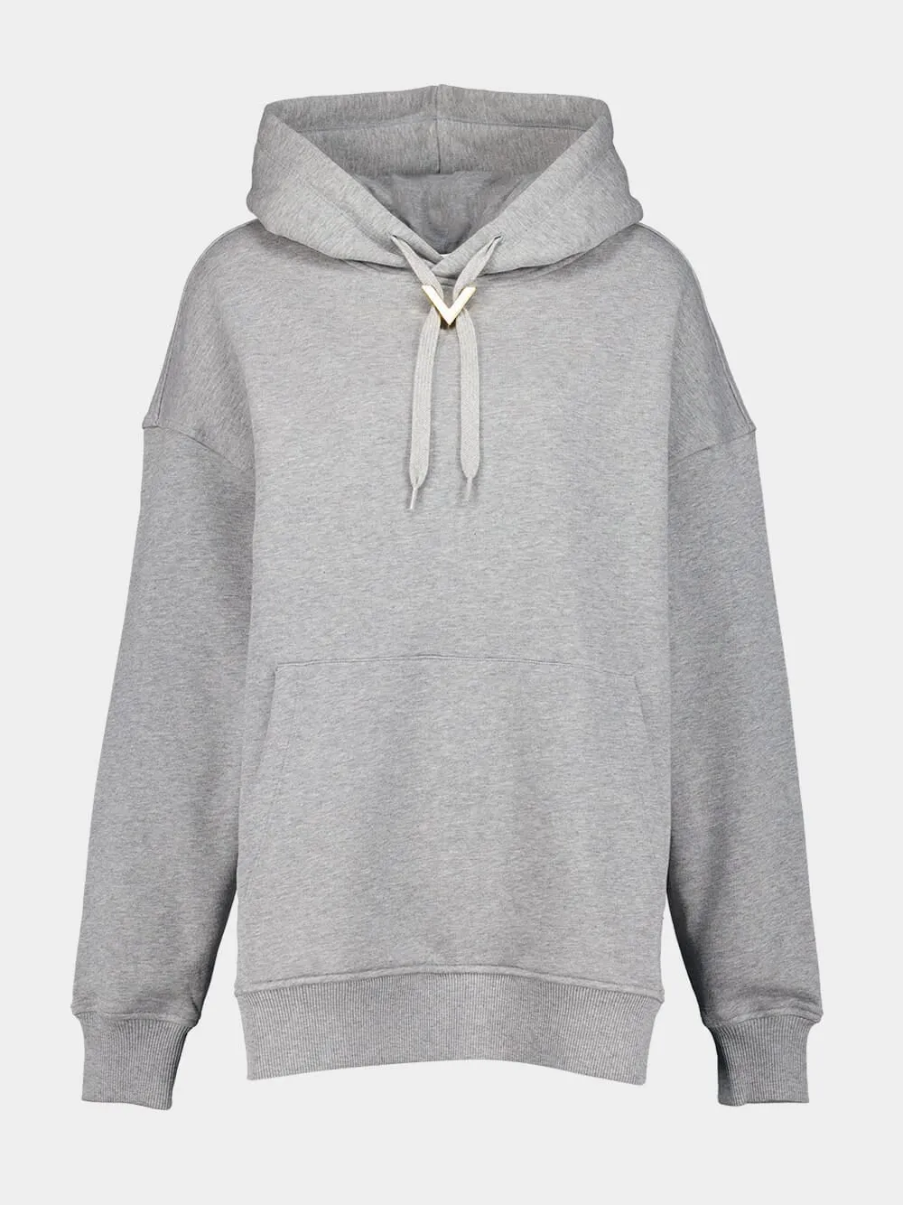 Light Grey V Gold-Detail Hoodie