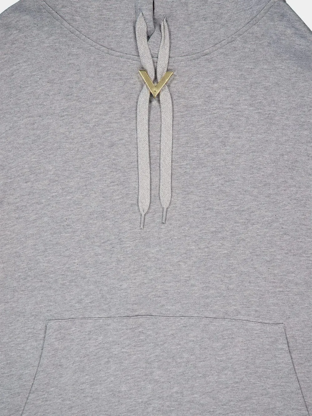 Light Grey V Gold-Detail Hoodie