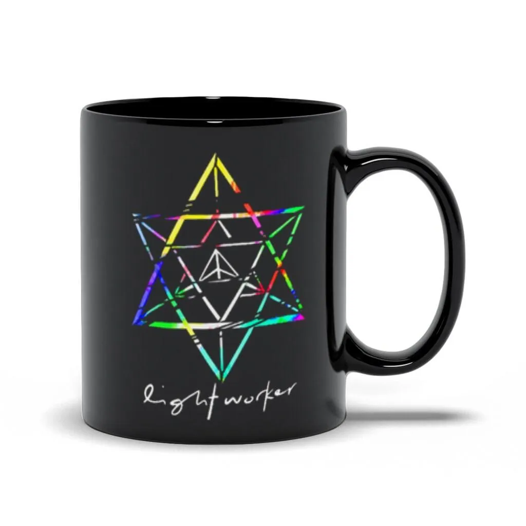 Lightworker Merkaba Sacred Geometry Abstract Black Mugs