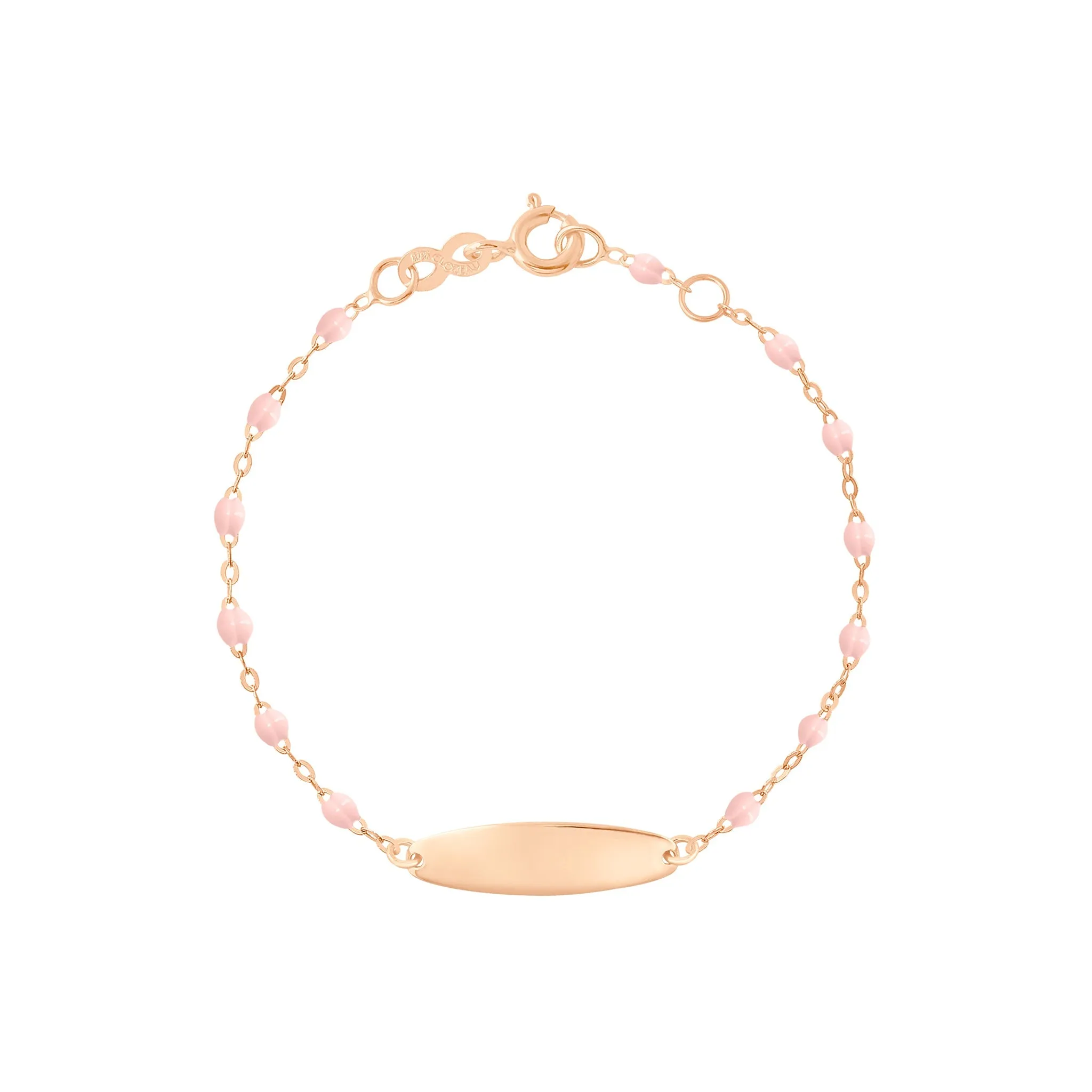 Little Gigi Baby Pink bracelet, Oval plaque, Rose Gold, 5.1