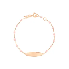 Little Gigi Baby Pink bracelet, Oval plaque, Rose Gold, 5.9