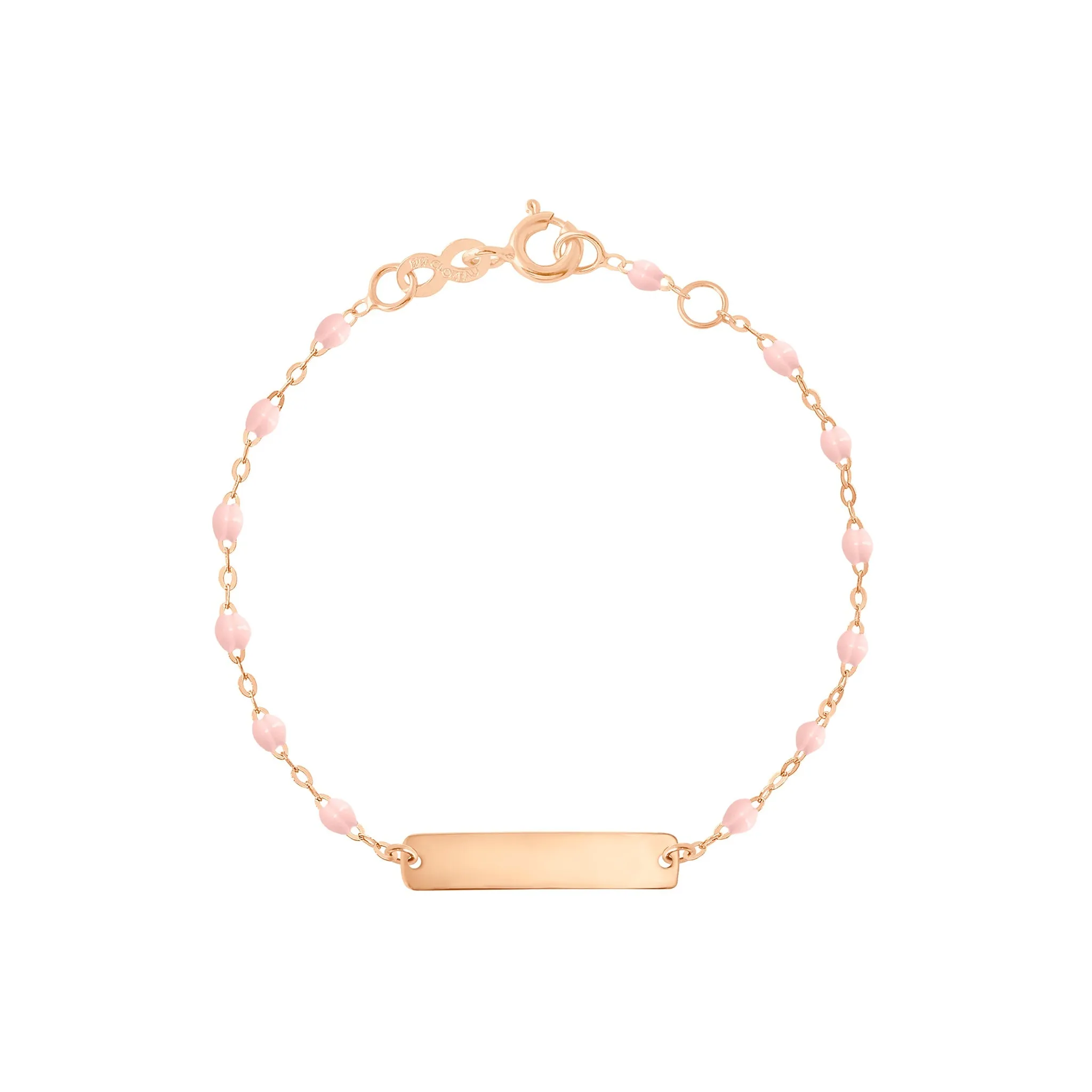 Little Gigi Baby Pink bracelet, Rectangle plaque, Rose Gold, 5.9