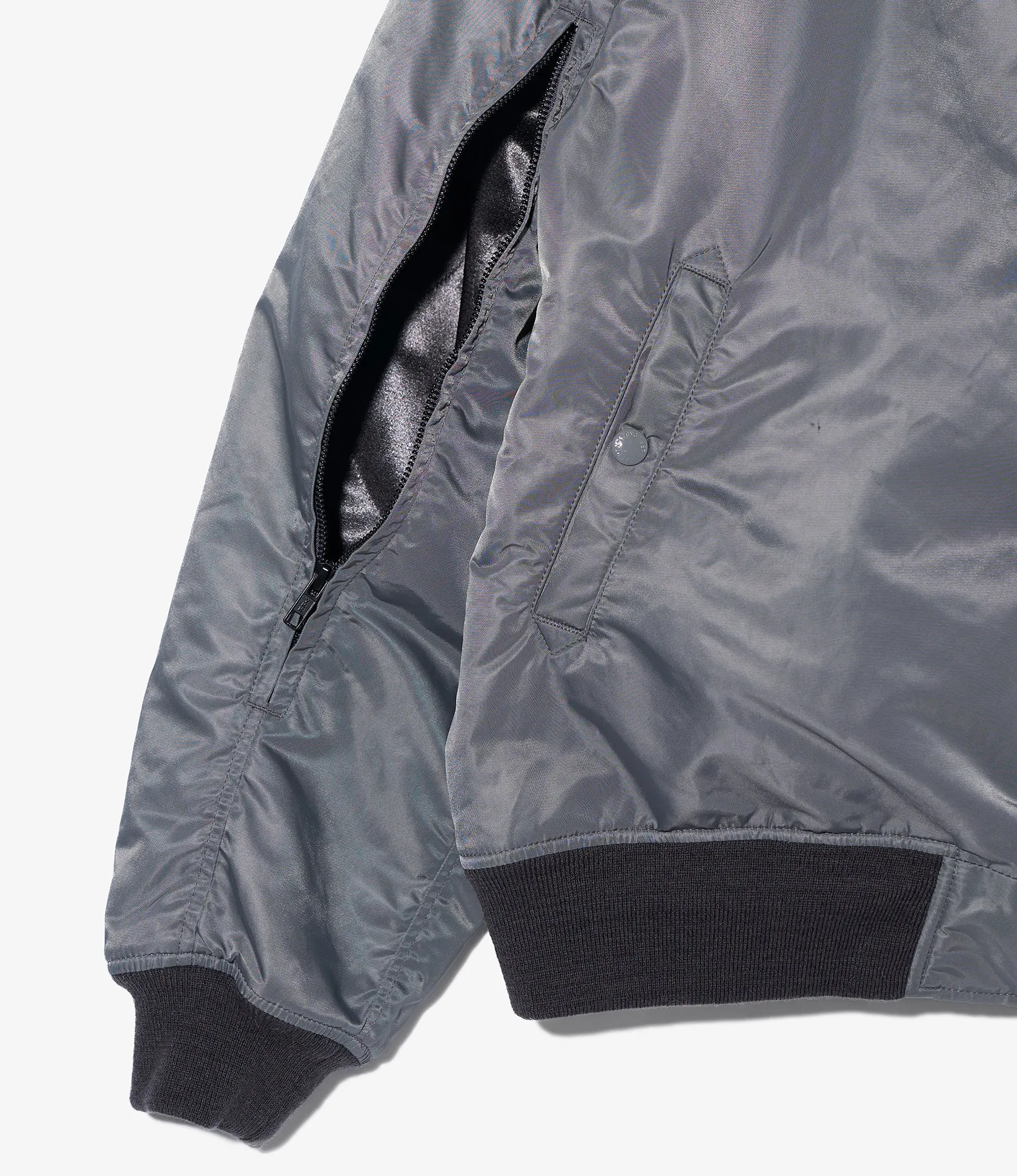 LL Jacket –Gunmetal Nylon Flight Satin