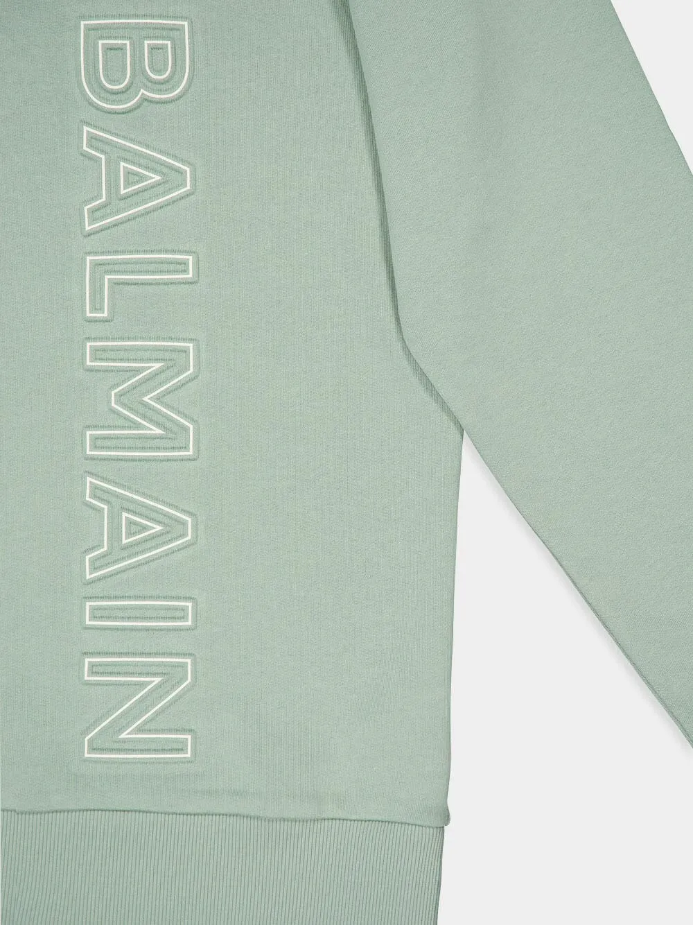 Logo-Embossed Green Cotton Hoodie