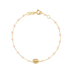 Madone Charm Classic Gigi Baby Pink bracelet, Yellow Gold, 6.7