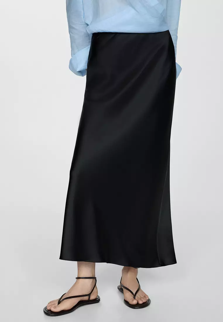 Mango Midi Satin Skirt