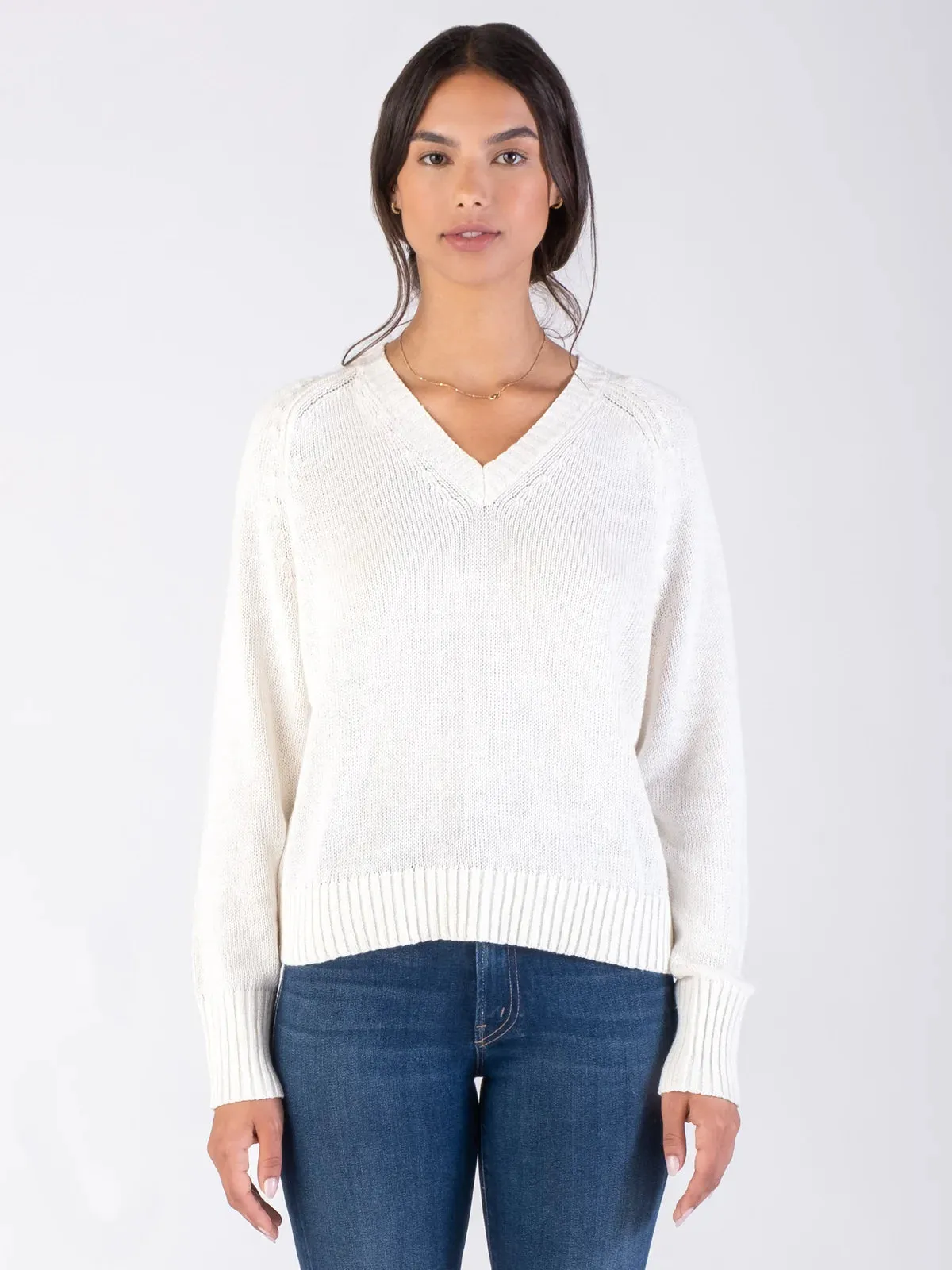 Margaret O'Leary STEFANI Vee Sweater in Ivory 