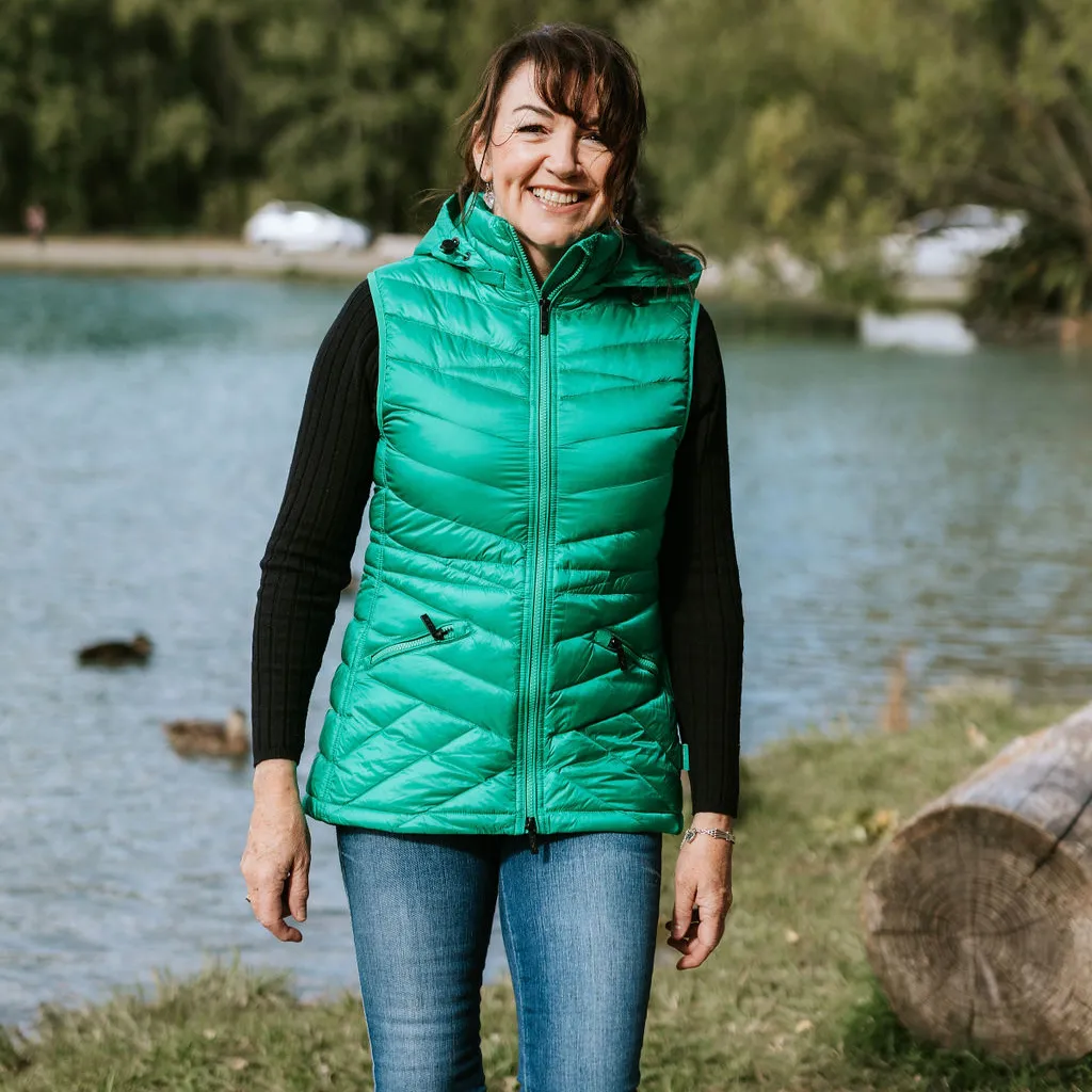 Mary-Claire - Women's Packable Down Vest || Emerald