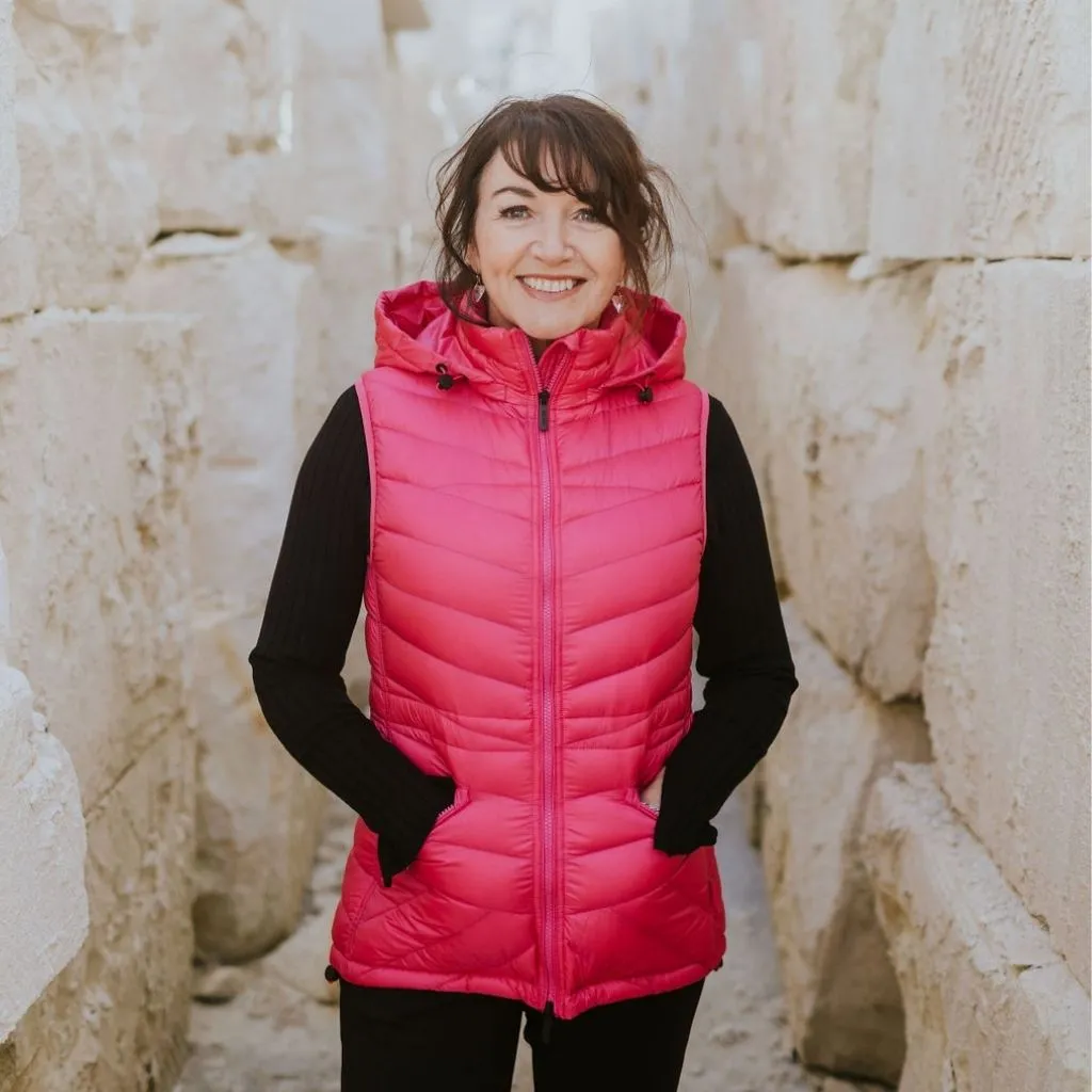 Mary-Claire - Women's Packable Down Vest - Hot Pink